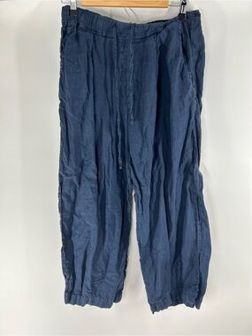 Velvet by Graham & Spencer Linen Women's Linen Drawstring Joggers - Navy Blue